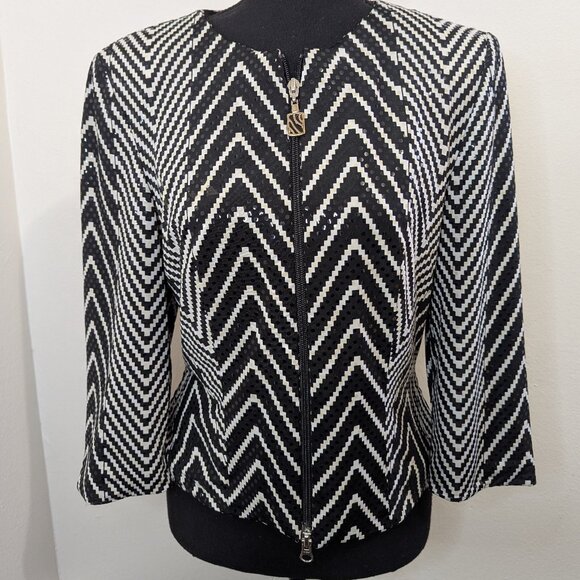 Joseph Ribkoff Glam Sparkle Elevated Old Money Geometric Stripe Jacket 8 - Picture 1 of 9